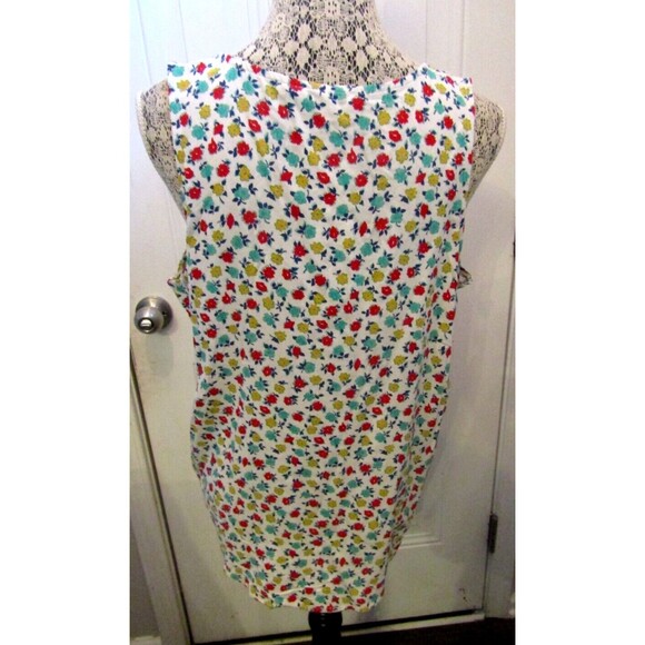 J Crew Mercantile Top Floral Printed Flowy Tank Carmine Natural Poppy NWT Size L - Picture 4 of 7